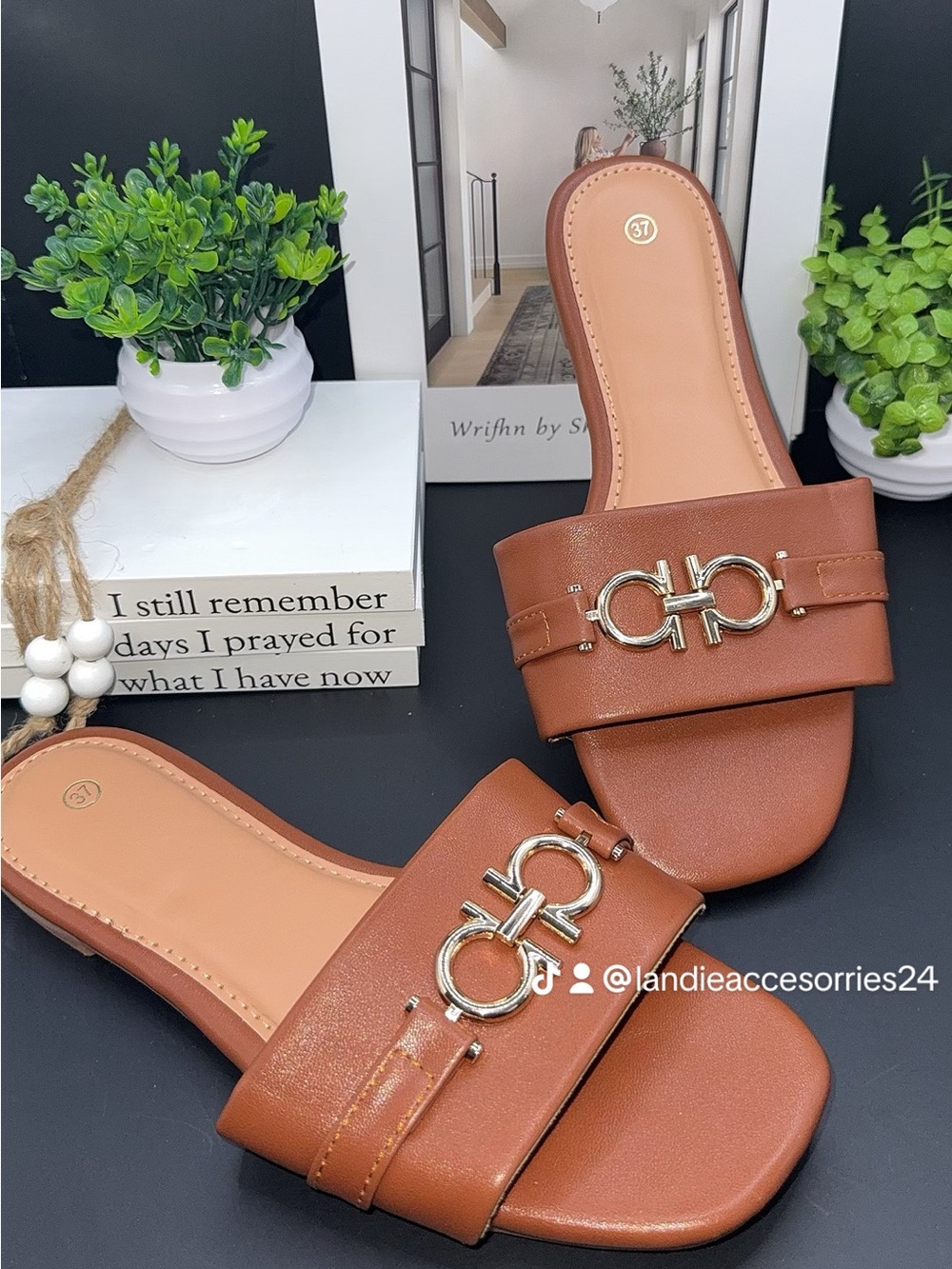 Elegant Tan Slide Sandals